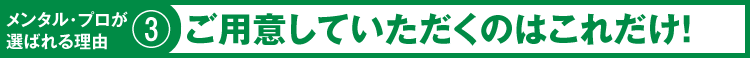 メンタル・プロが選ばれる理由③　ご用意していただくのはこれだけ！